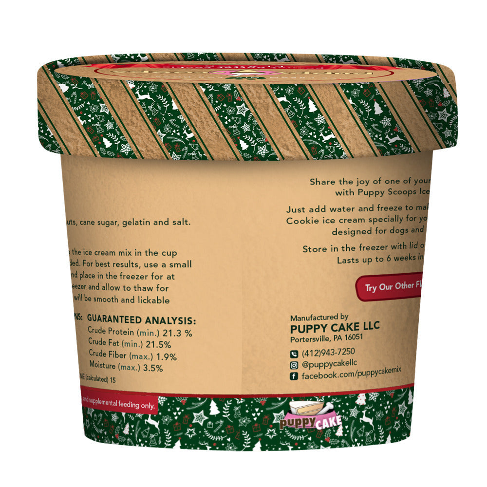 Puppy Cake Puppy Scoops Ice Cream Mix - Christmas Peanut Butter Cookie, Cup Size, 2.32 oz