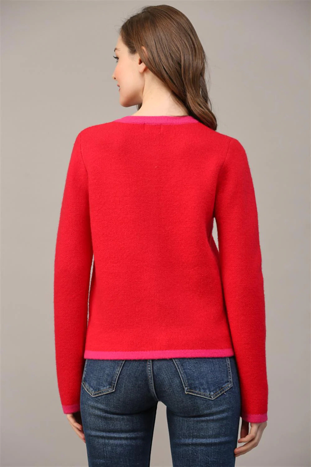 Ruby & Jenna Women's Colorblock Sweater Cardigan