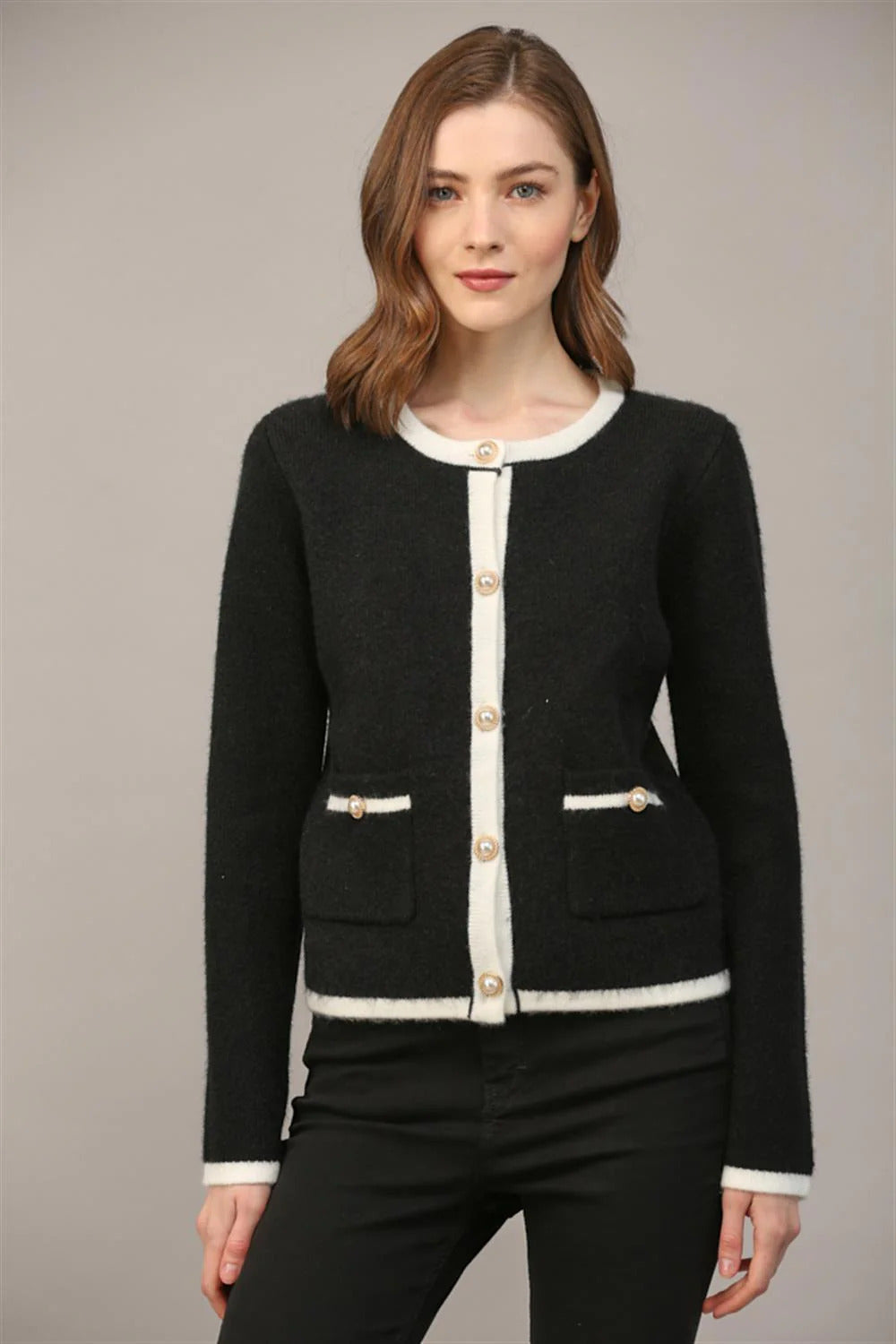 Ruby & Jenna Women's Colorblock Sweater Cardigan