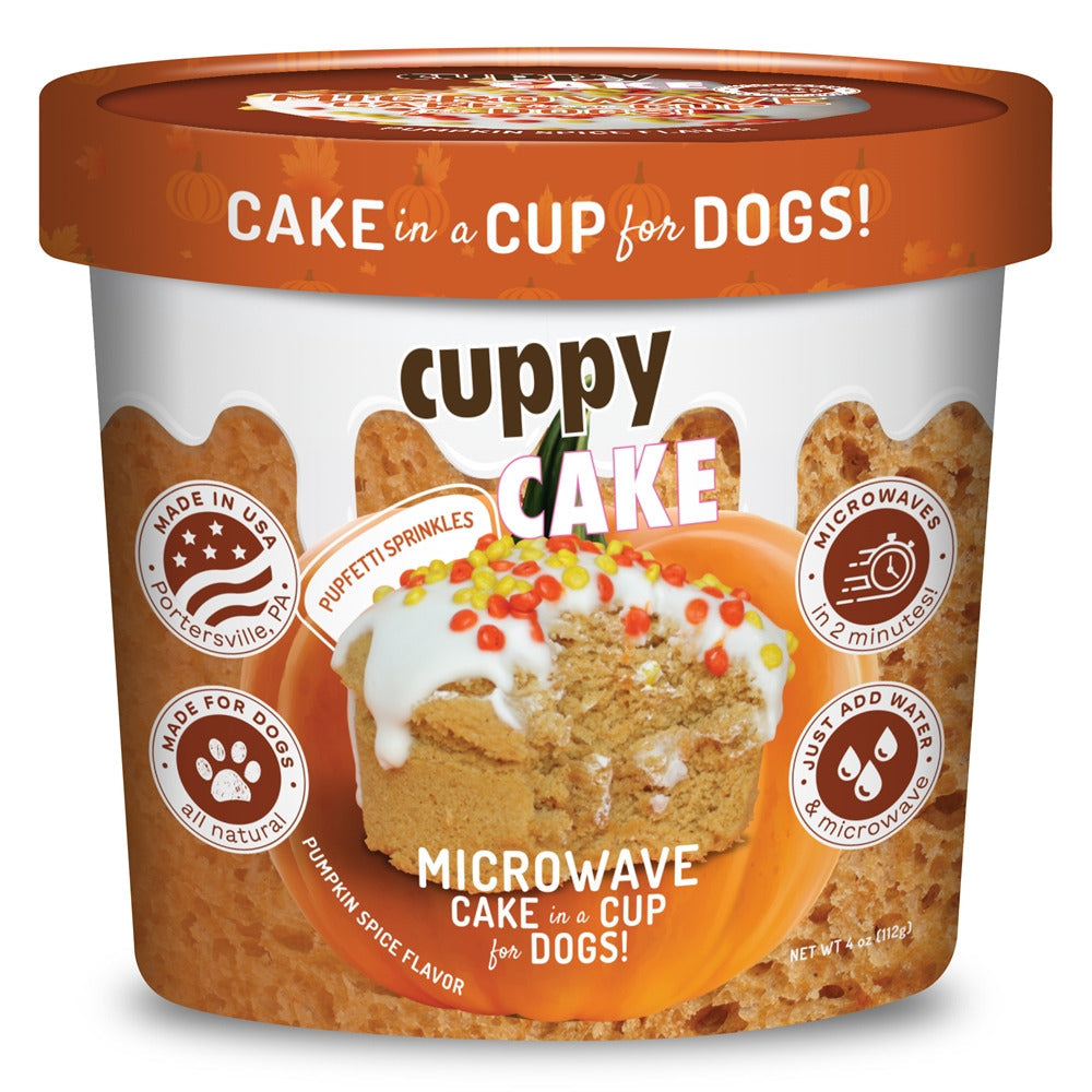 Puppy Cake Cuppy Cake - Microwave Cake in A Cup for Dogs - Pumpkin Spice Flavor with Pupfetti Sprinkles