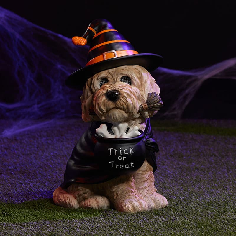 Cracker Barrel Lit Halloween Witch Dog
