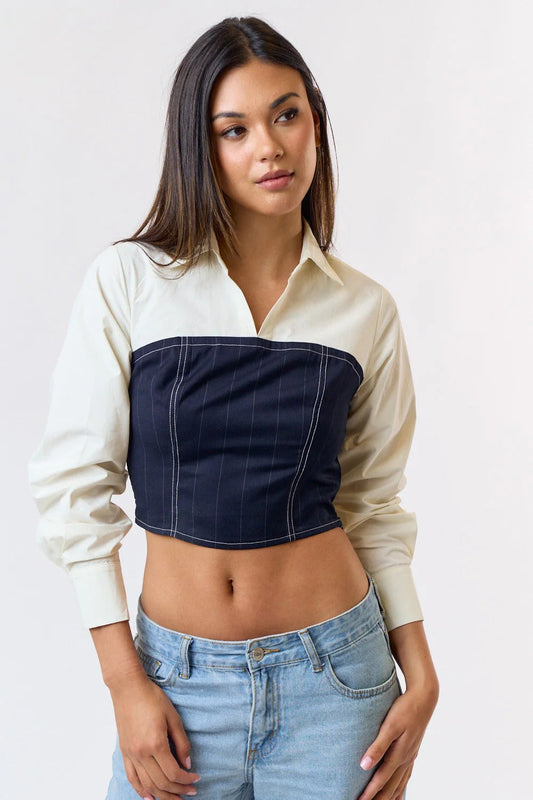 Ruby & Jenna Women's Denim Layered Crop Top