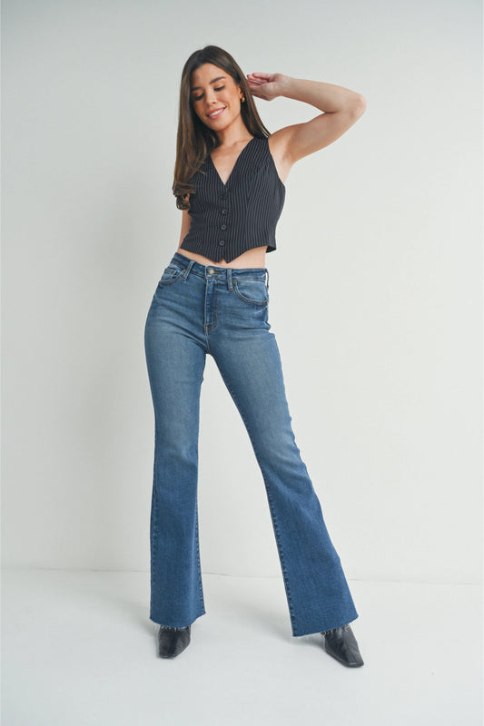 Ruby & Jenna Women's Just Black- Mid Rise Straight Bootcut