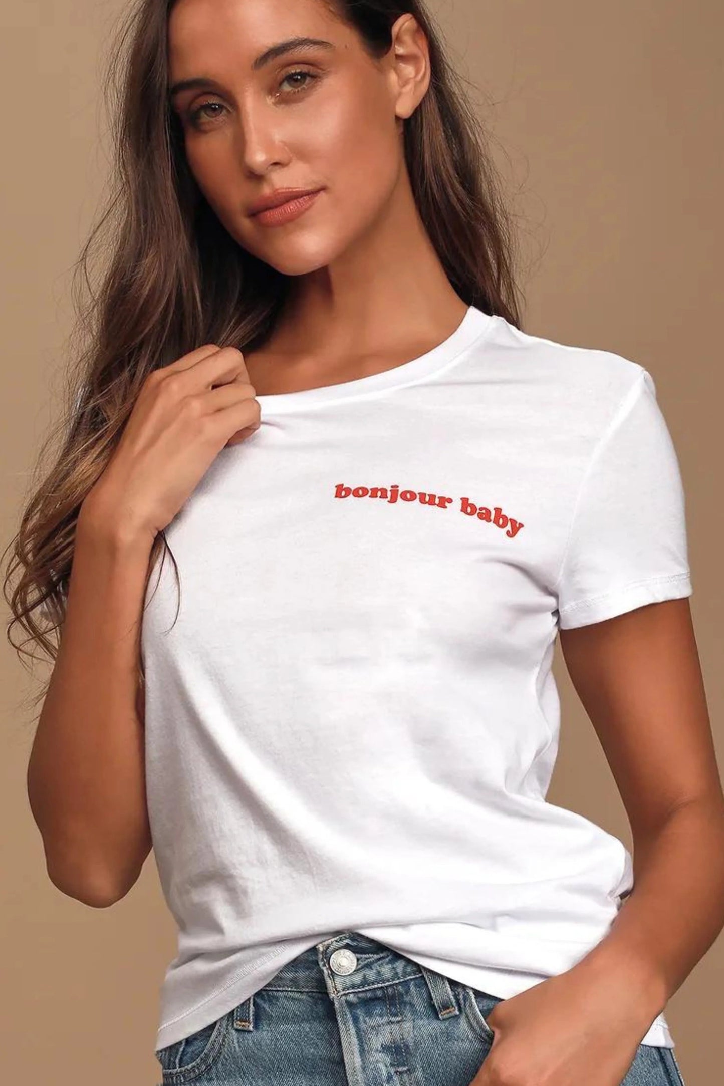 Ruby & Jenna Women's Bonjour Baby Crew Tee