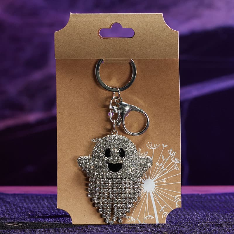 Cracker Barrel Silver Bling Ghost Fringe Keychain