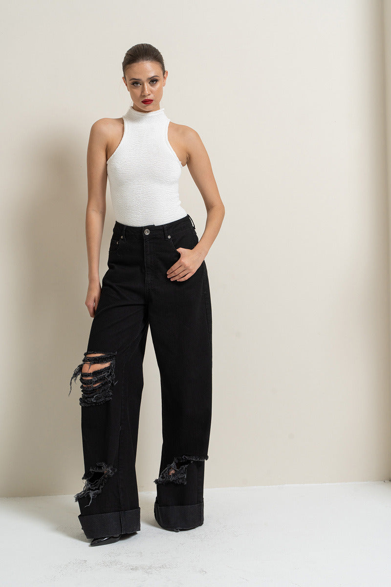 Kikiriki Women's Offwhite Mock Neck Sleeveless Top