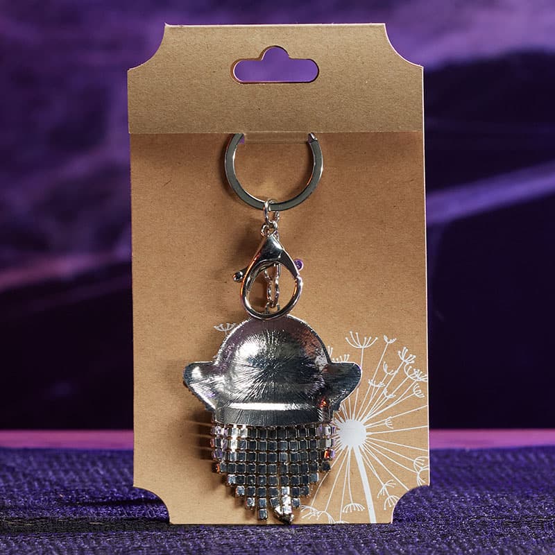 Cracker Barrel Silver Bling Ghost Fringe Keychain