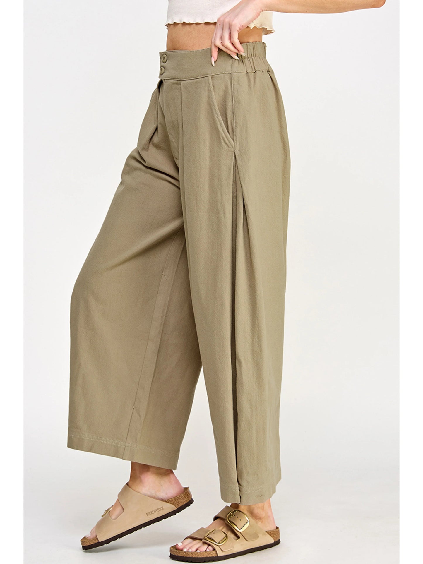 Ruby & Jenna Women's High waist wide leg pants