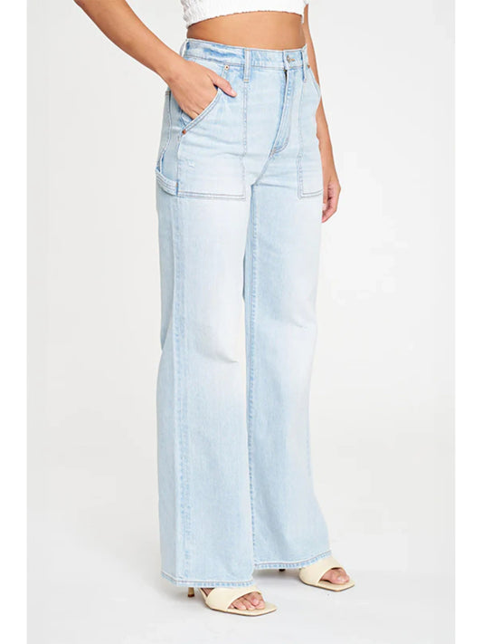Ruby & Jenna Women's Daze- Patch Pocket High Rise Wide Leg