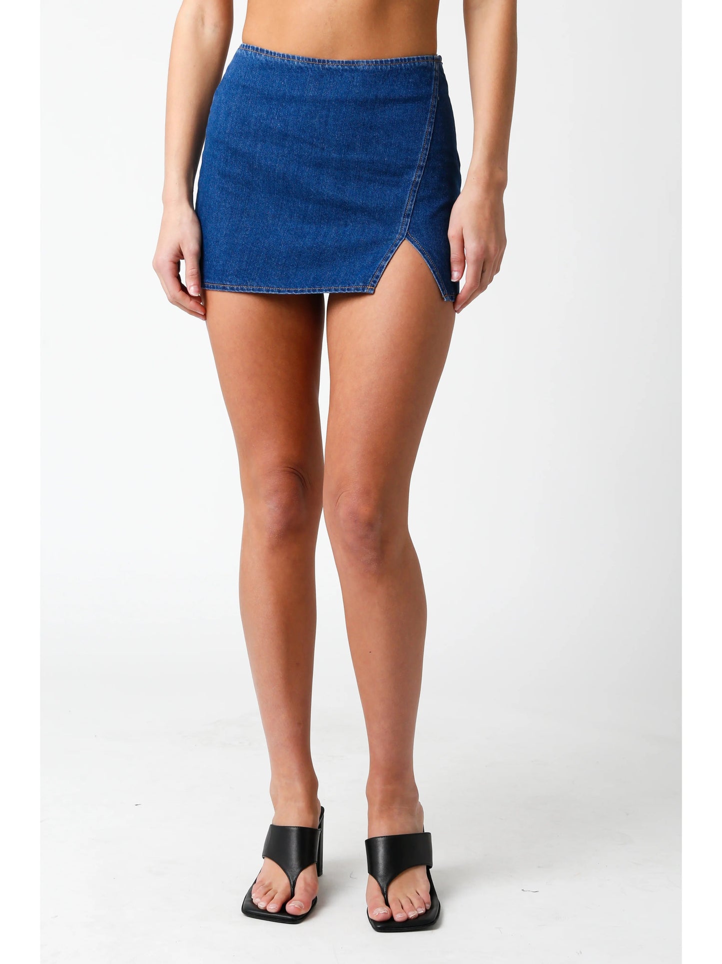 Ruby & Jenna Women's Denim Skirt With Slit