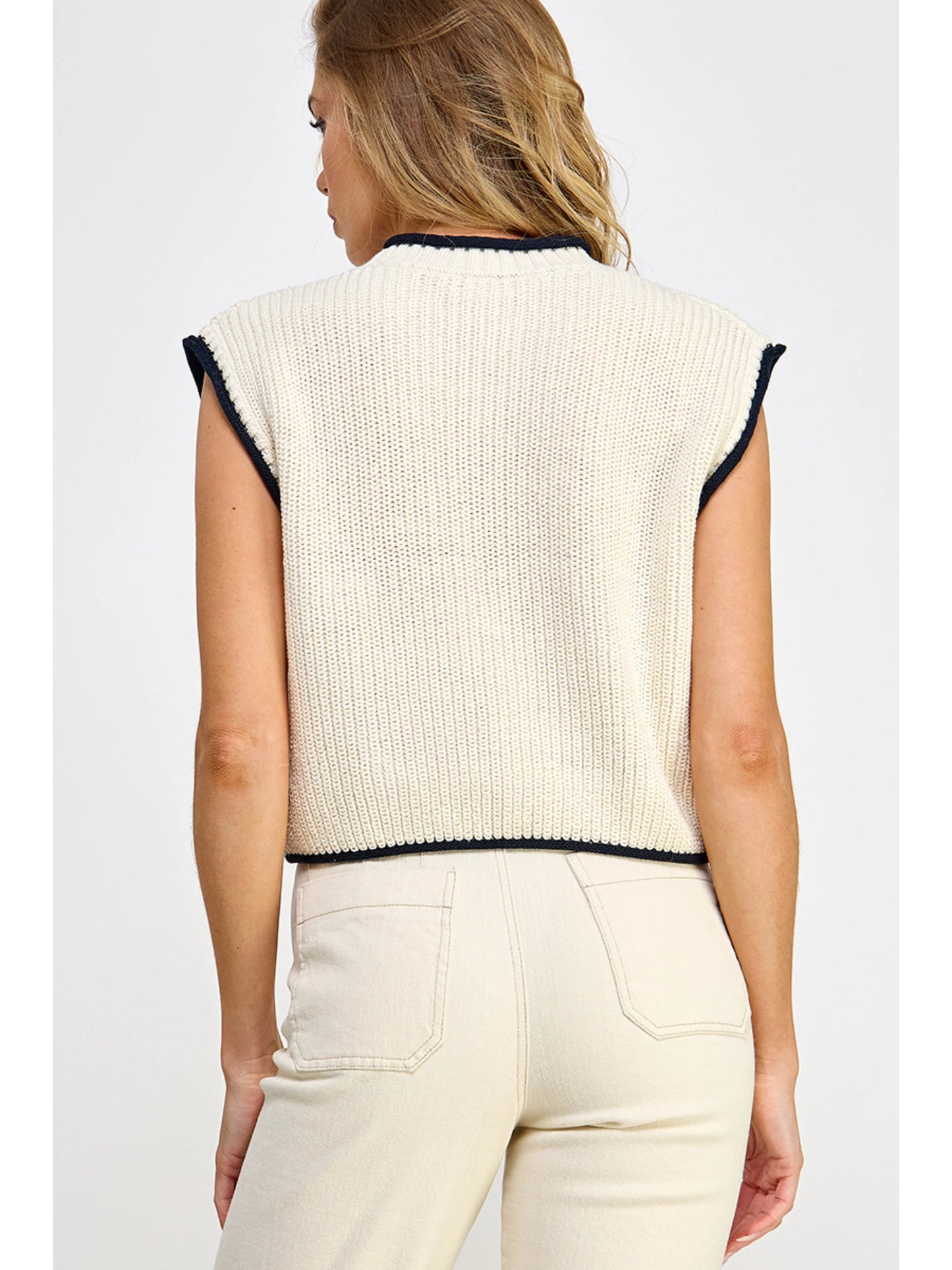 Ruby & Jenna Women's Contrast Edge Knit Top