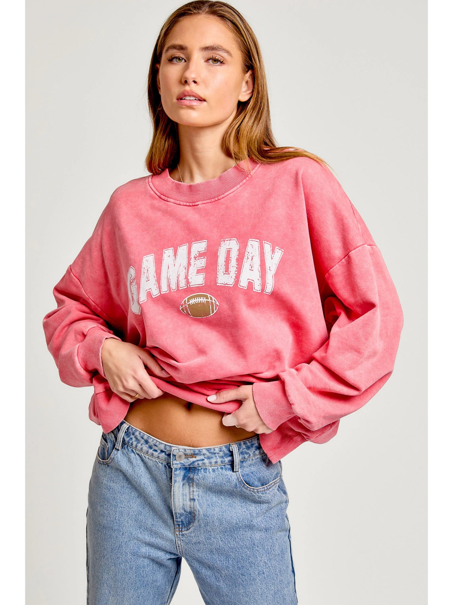Ruby & Jenna Women's Game Day - Printed Oversized Sweatshirt
