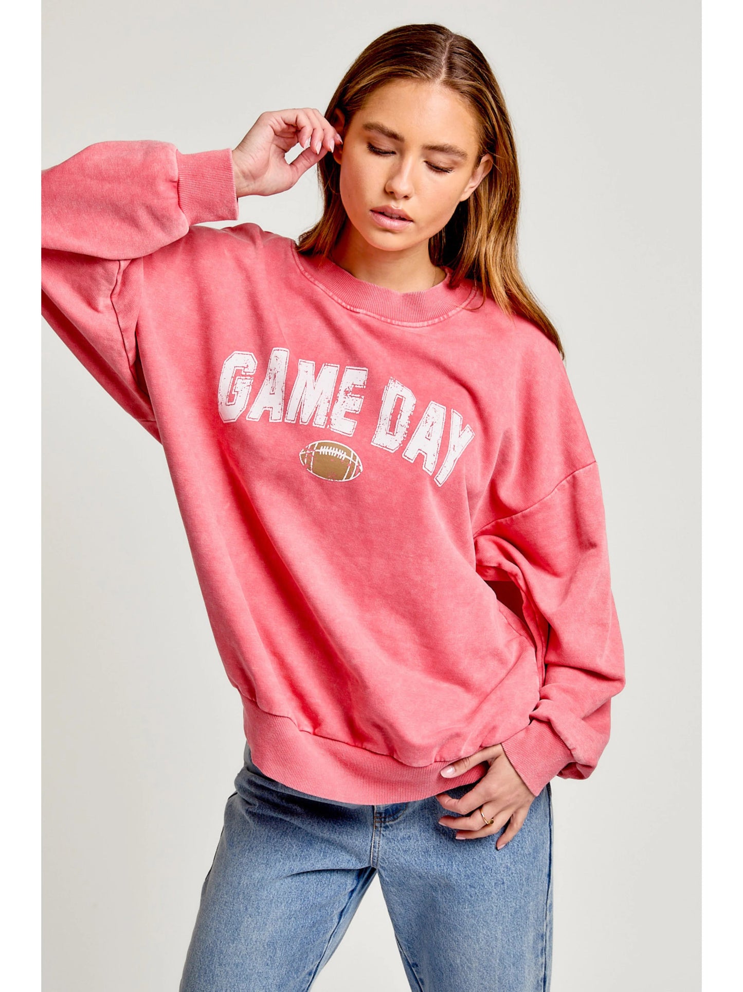 Ruby & Jenna Women's Game Day - Printed Oversized Sweatshirt