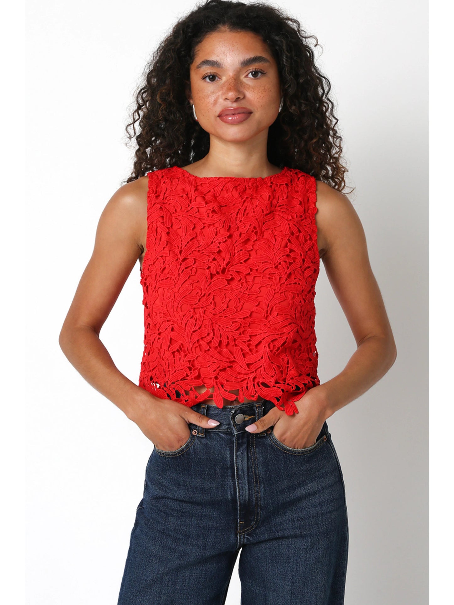 Ruby & Jenna Women's Crop Lace Top