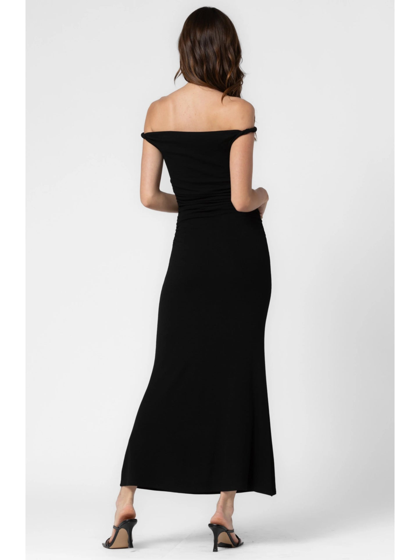 Ruby & Jenna Women's Rib Knit Twist Off Shoulder Dress