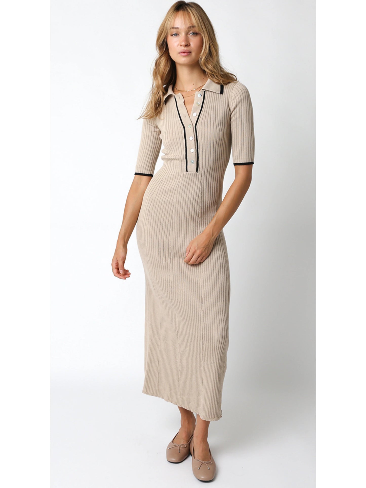 Ruby & Jenna Women's Collared Maxi Dress