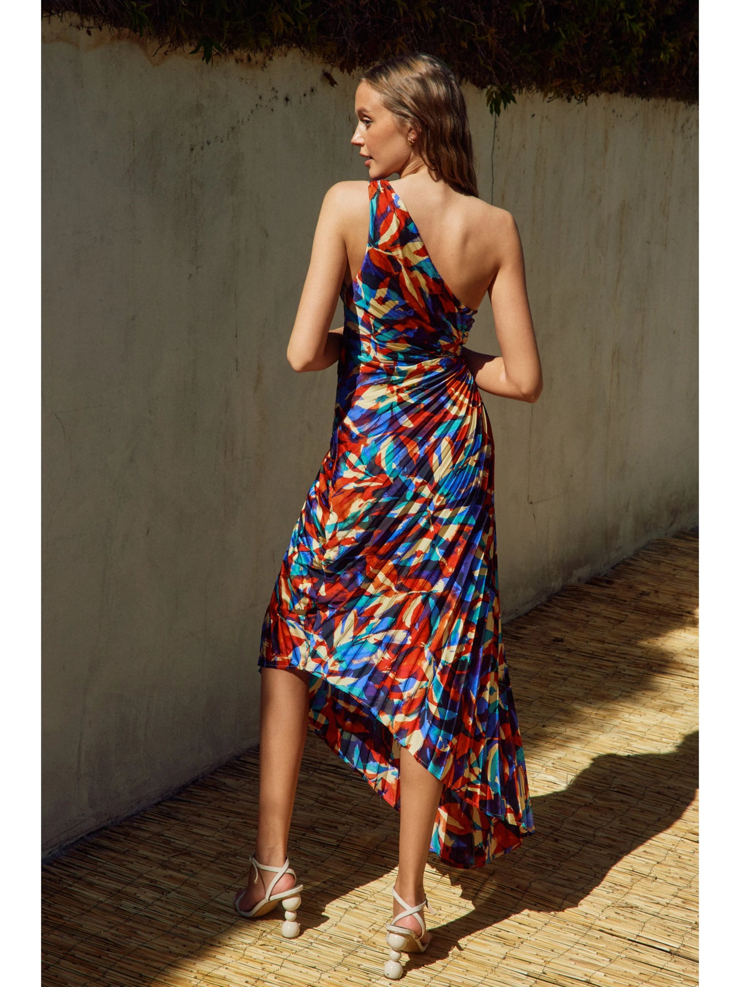 Ruby & Jenna Women's Pleated One Shoulder Dress