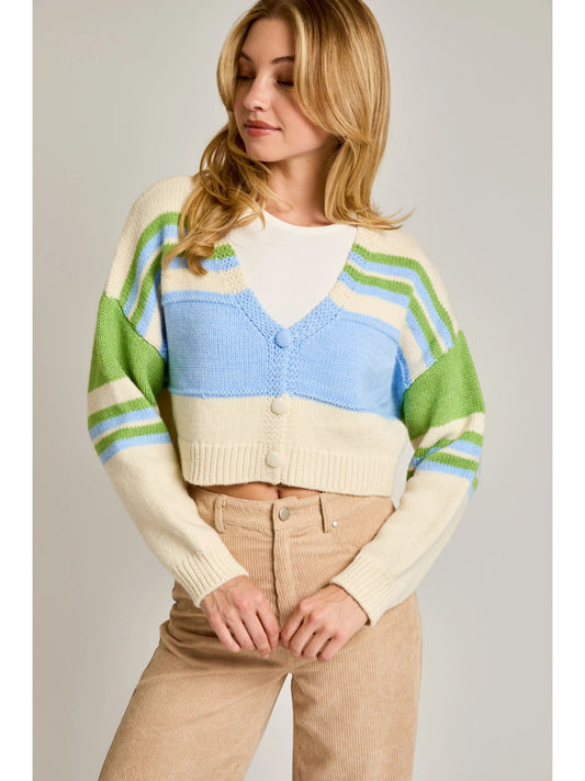 Ruby & Jenna Women's Cropped Sweater Cardigan