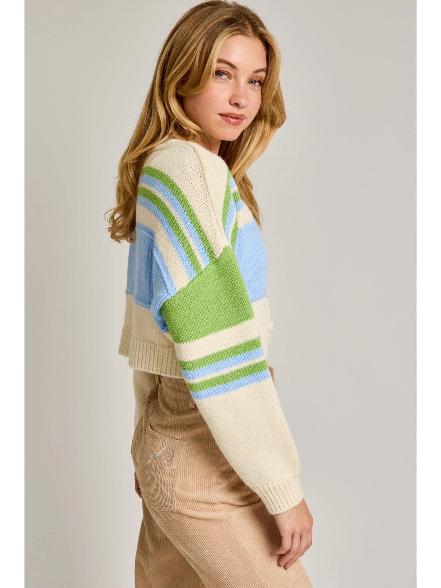 Ruby & Jenna Women's Cropped Sweater Cardigan