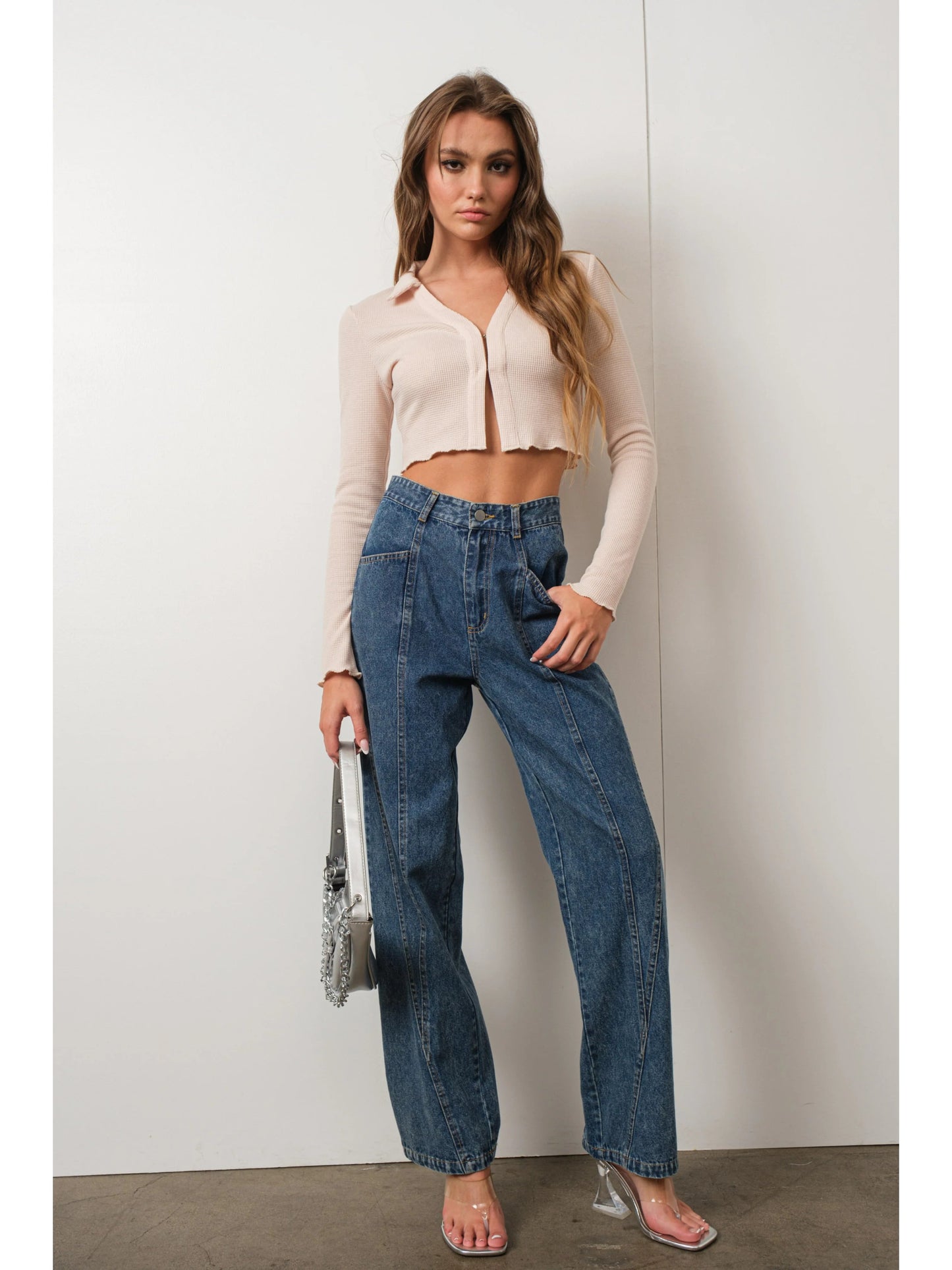 Ruby & Jenna Women's Cropped Thermal Top