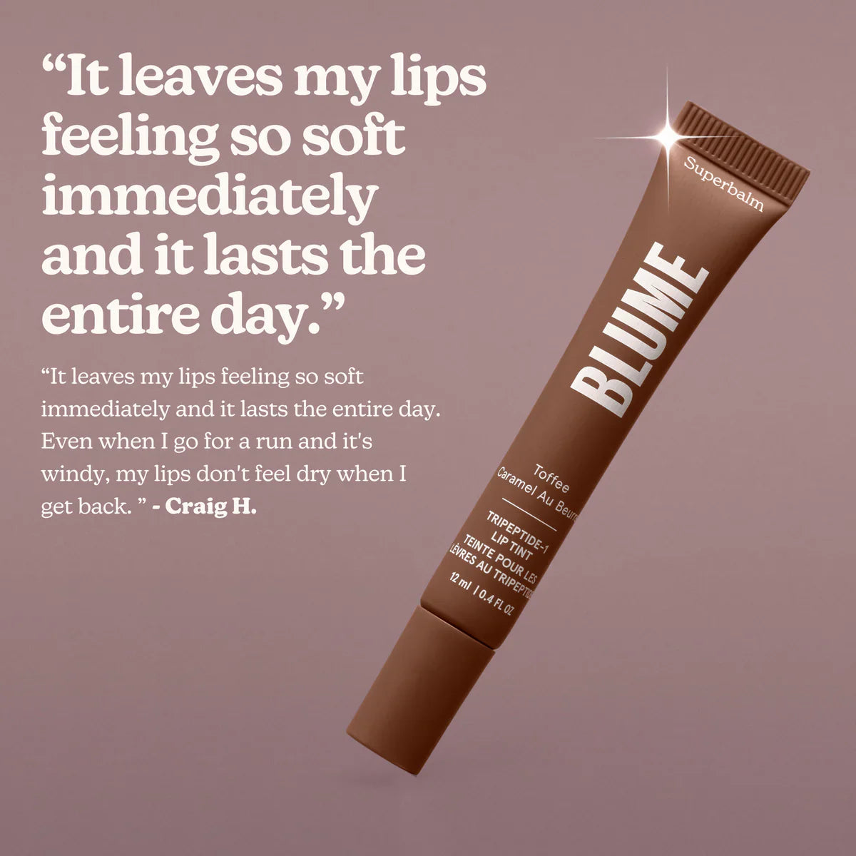 Blume Superbalm Tripeptide-1 Lip Tint in Toffee x2