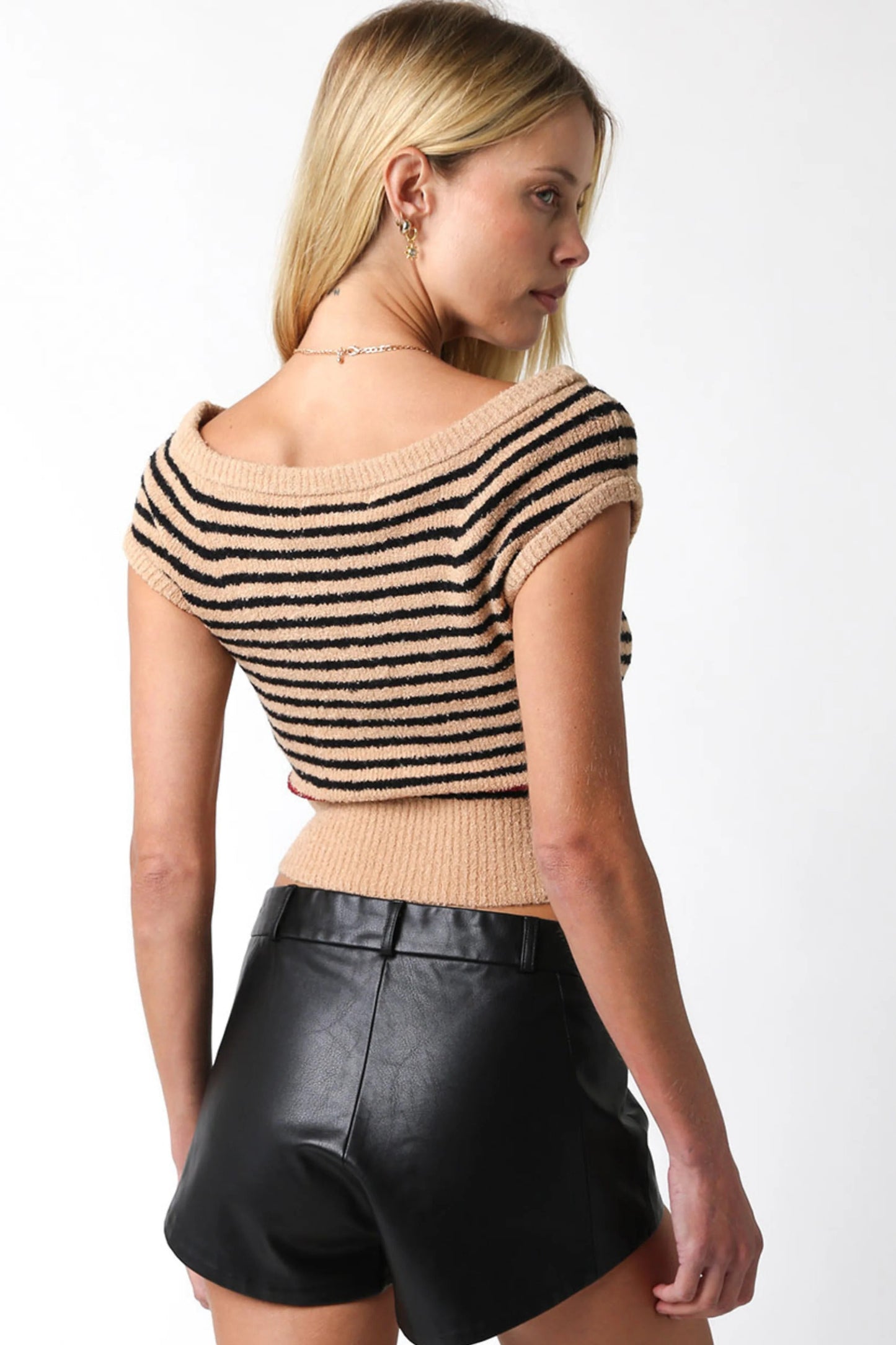 Ruby & Jenna Women's Boat Neck Stripe Top