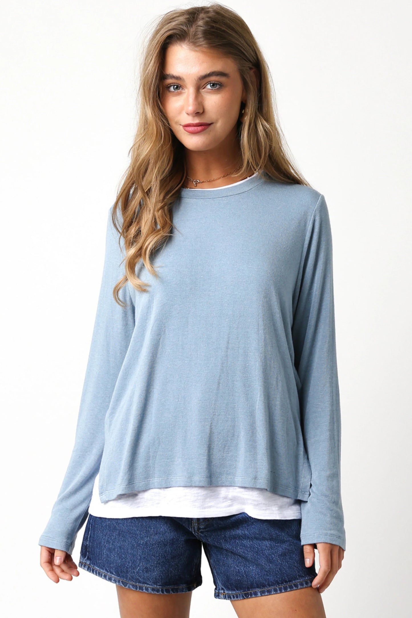 Ruby & Jenna Women's Layered Long Sleeve Top