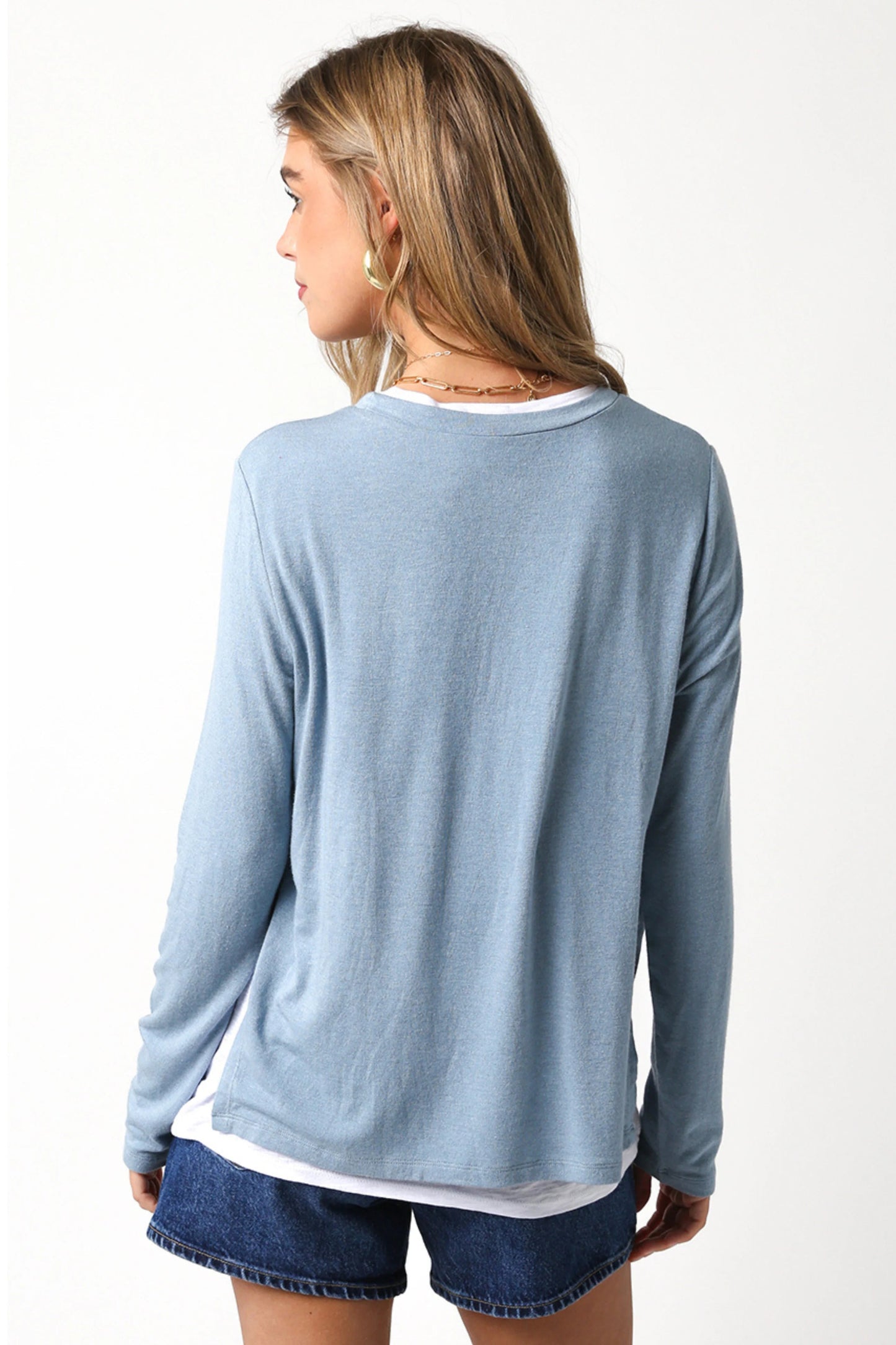 Ruby & Jenna Women's Layered Long Sleeve Top