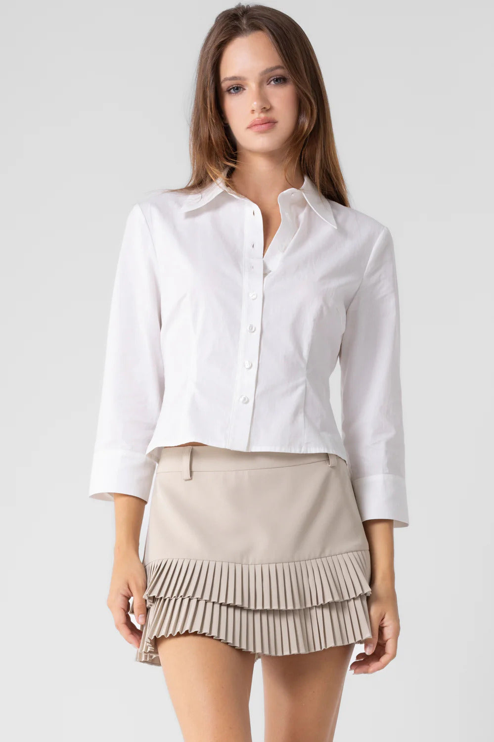 Ruby & Jenna Women's Fitted Button Down Top