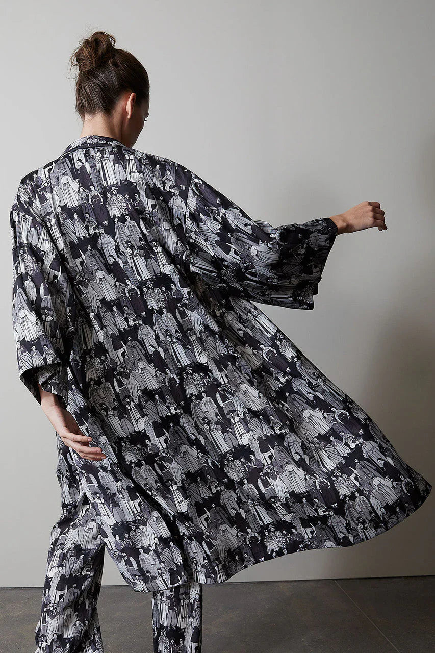 Natori Dynasty Robe - Black/Grey
