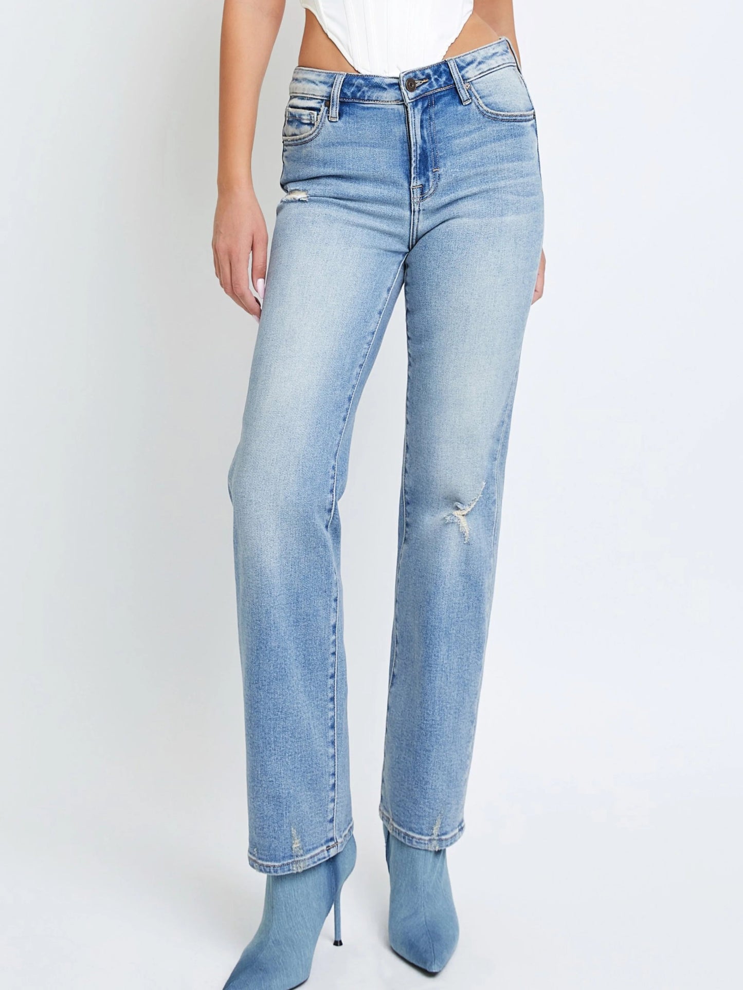 Ruby & Jenna Women's Mid Rise Wide Straight