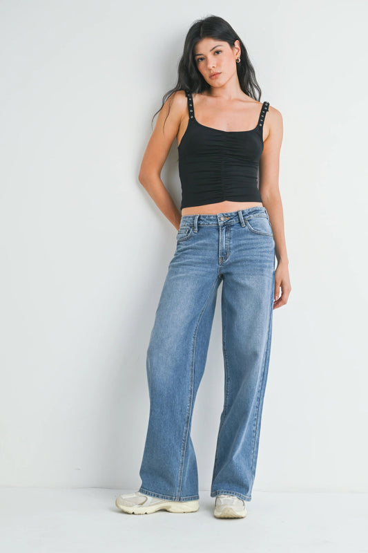 Ruby & Jenna Women's Just Black - Low Rise Baggy Jean