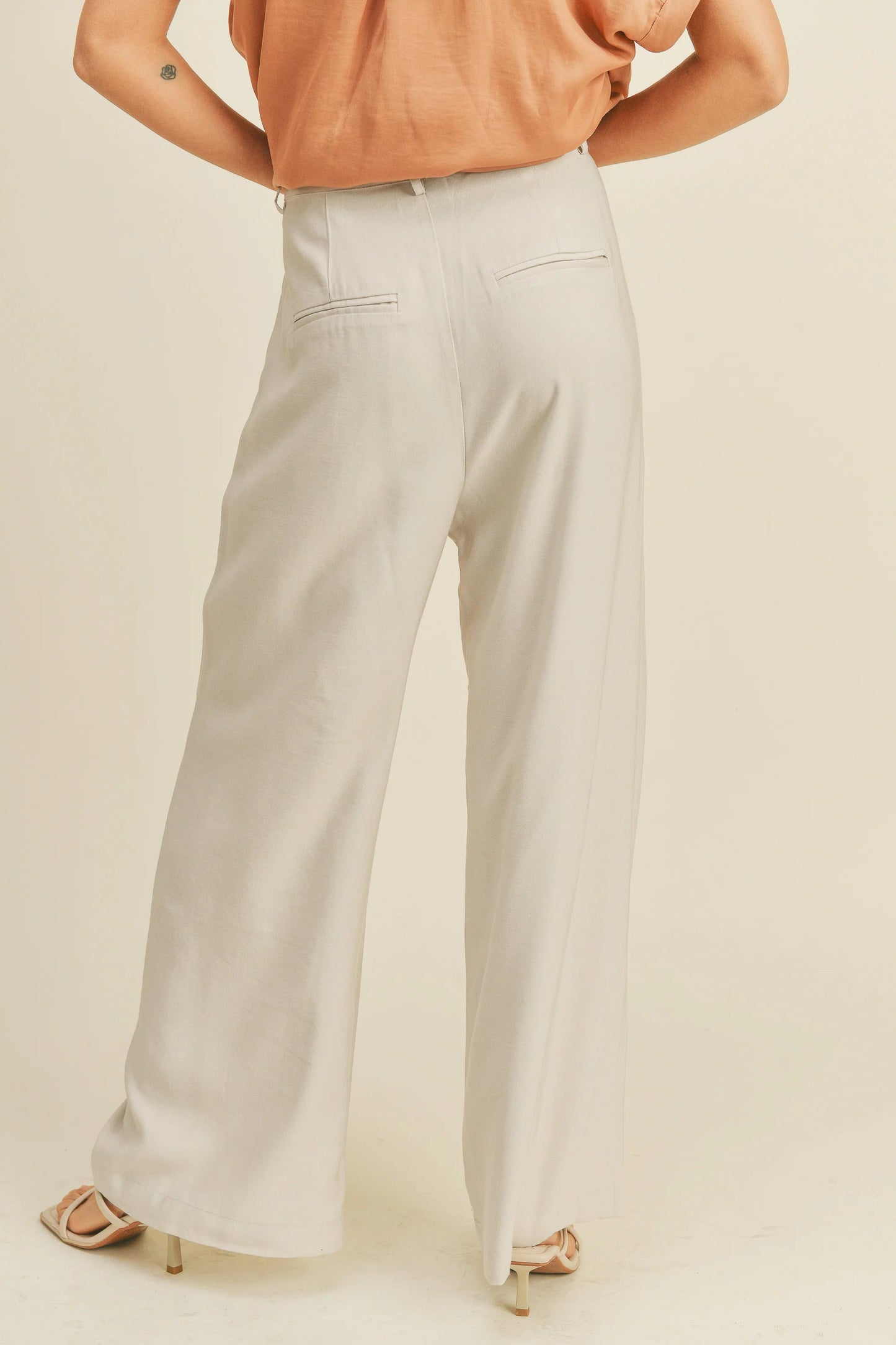 Ruby & Jenna Women's High Waisted Wide Leg Trousers