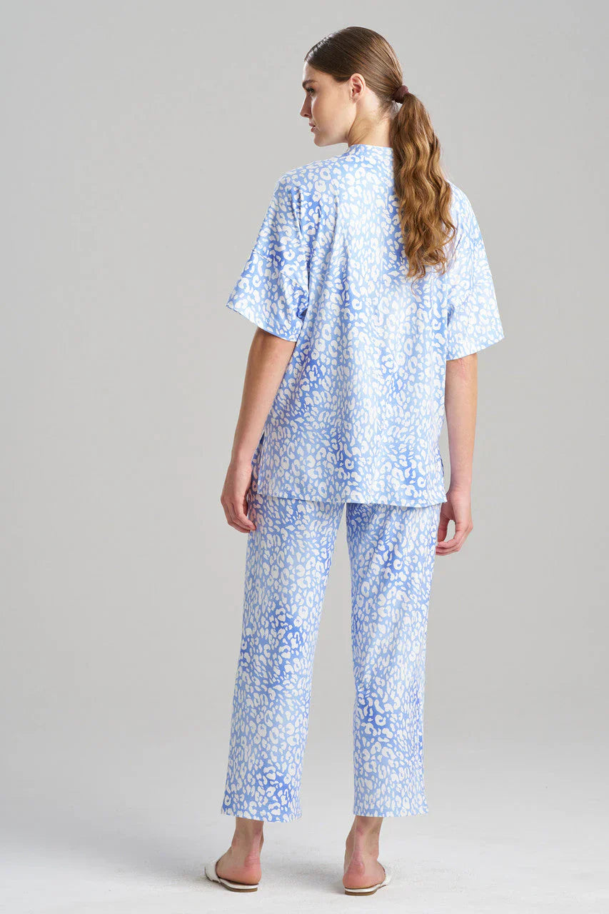 Natori Misty Leopard Cozy Knit PJ - Blue Orchid