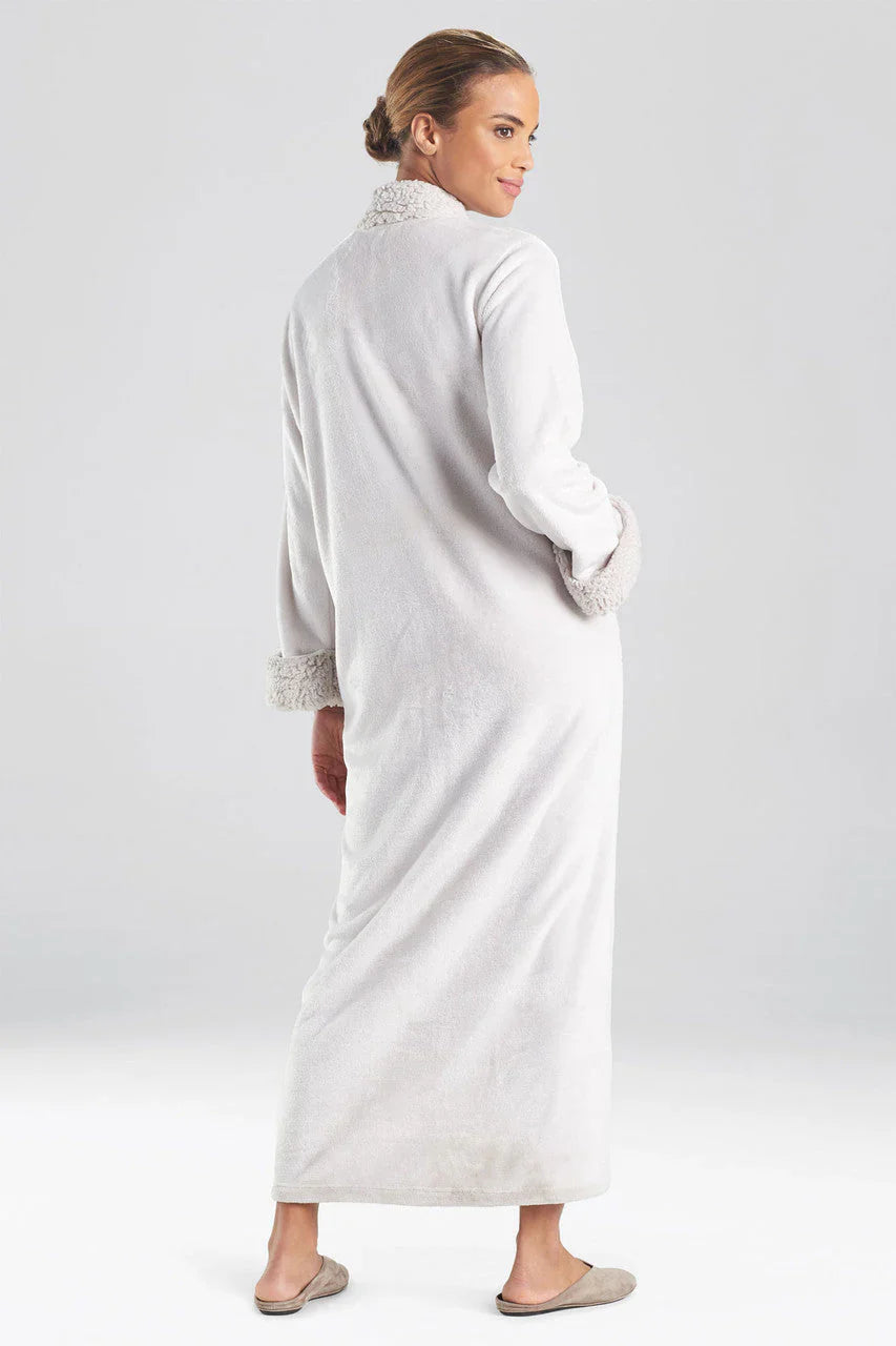 Natori Plush Sherpa Zip Lounger - Bone