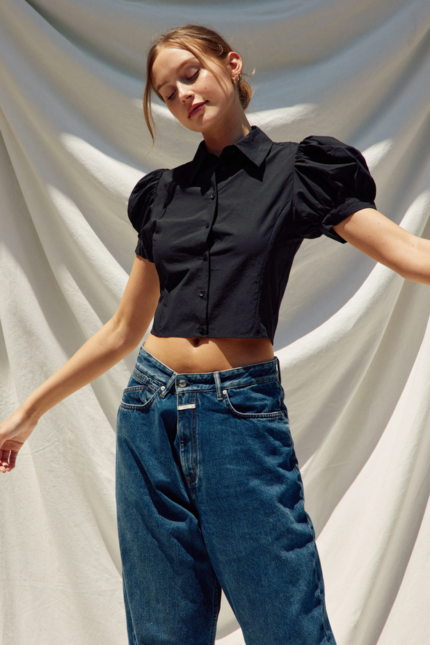 Ruby & Jenna Women's Puff Sleeve Short Top