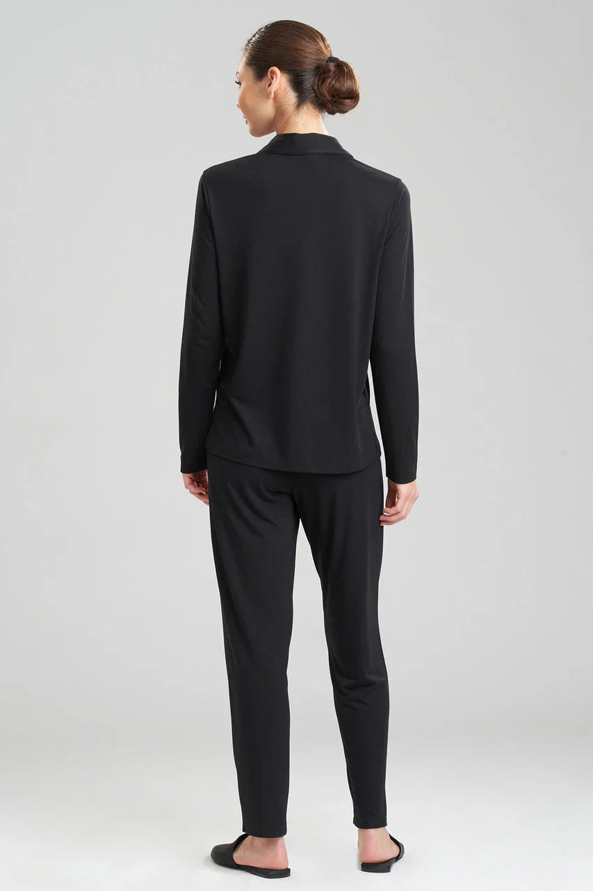 Natori Shangri-La TENCEL Long Sleeve Notch PJ - Black