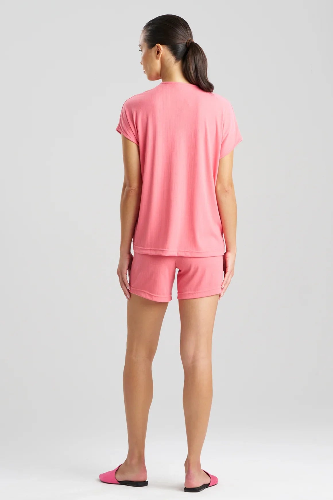 Natori Soothe Rib T-Shirt Short Set - Sunset Rose