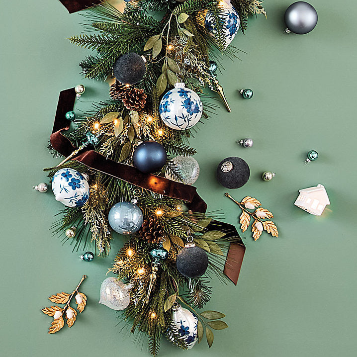 Ballard Designs Flocked Bauble Ornaments Set of 12