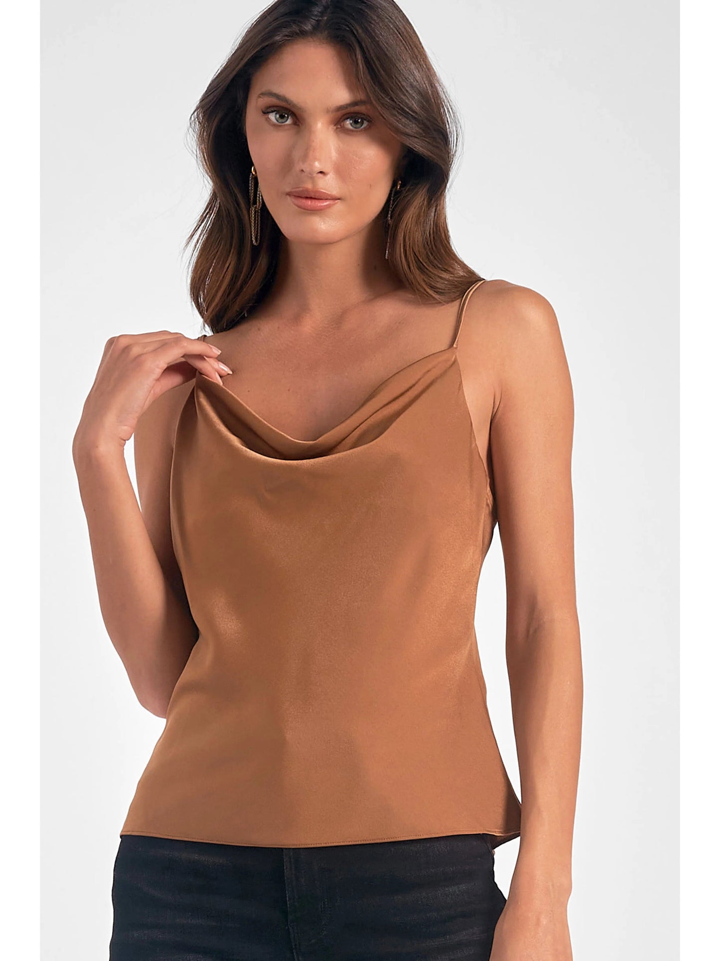 Ruby & Jenna Women's Satin Cowl Neck Cami