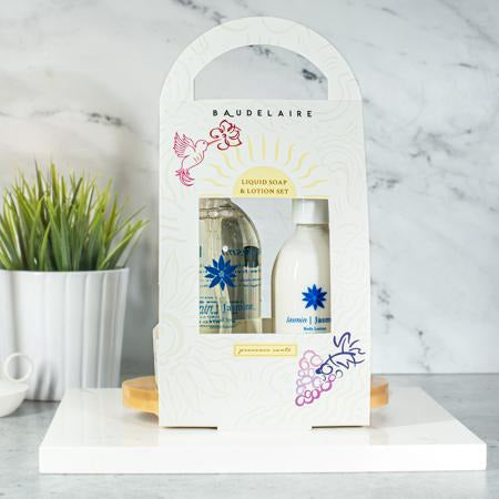 Dorothy Lane Baudelaire Jasmine Soap and Lotion Gift Set with Bamboo Tray