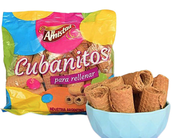 Pampa Direct La Amistad Barquillos Cubanitos Cortos Obleas Para Rellenar Classic Barquillos Wafer Cookies Ideal with Dulce de Leche Filling, 150 g / 5.3 oz bag