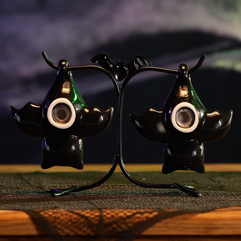Cracker Barrel Hanging Bats With Stand Salt and Pepper Set