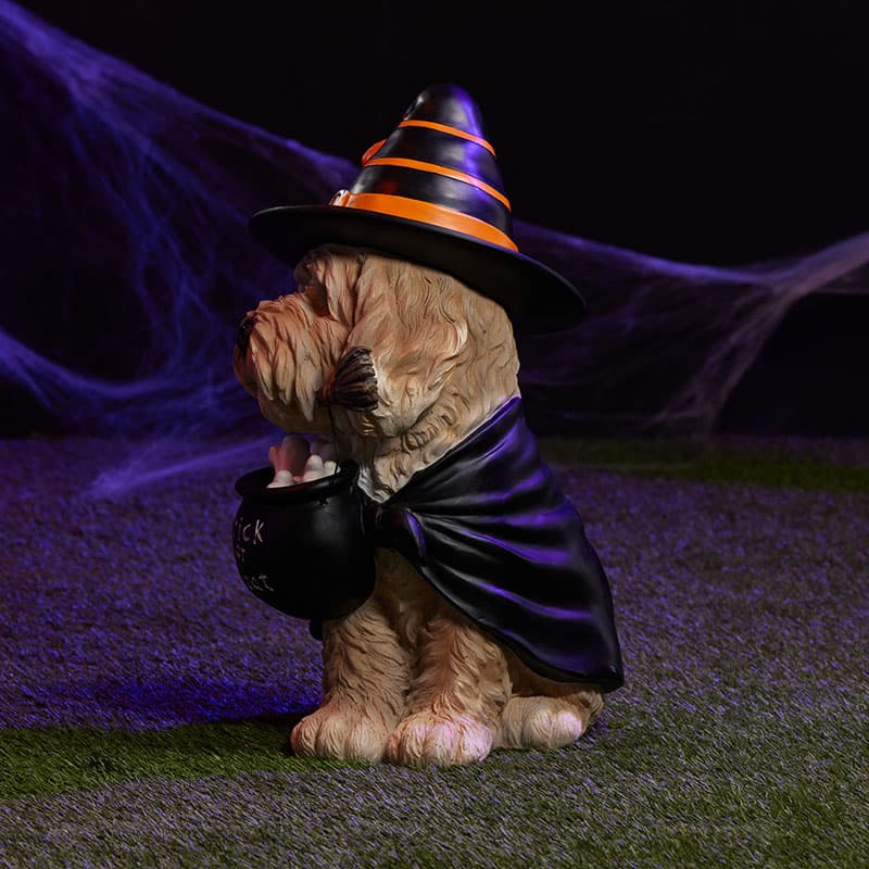 Cracker Barrel Lit Halloween Witch Dog