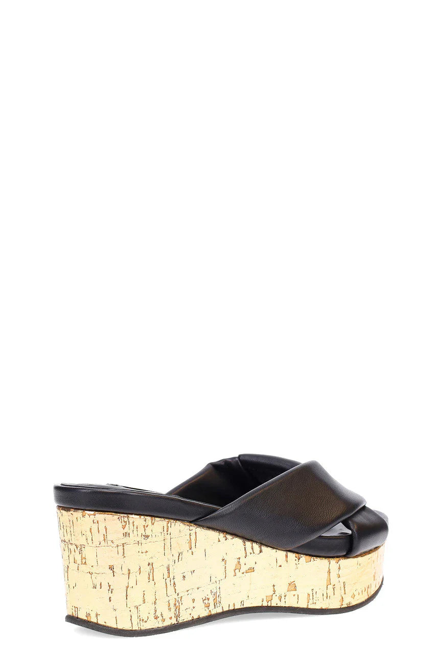 Natori Lanna Nappa Leather Platform Thong Sandals - Black