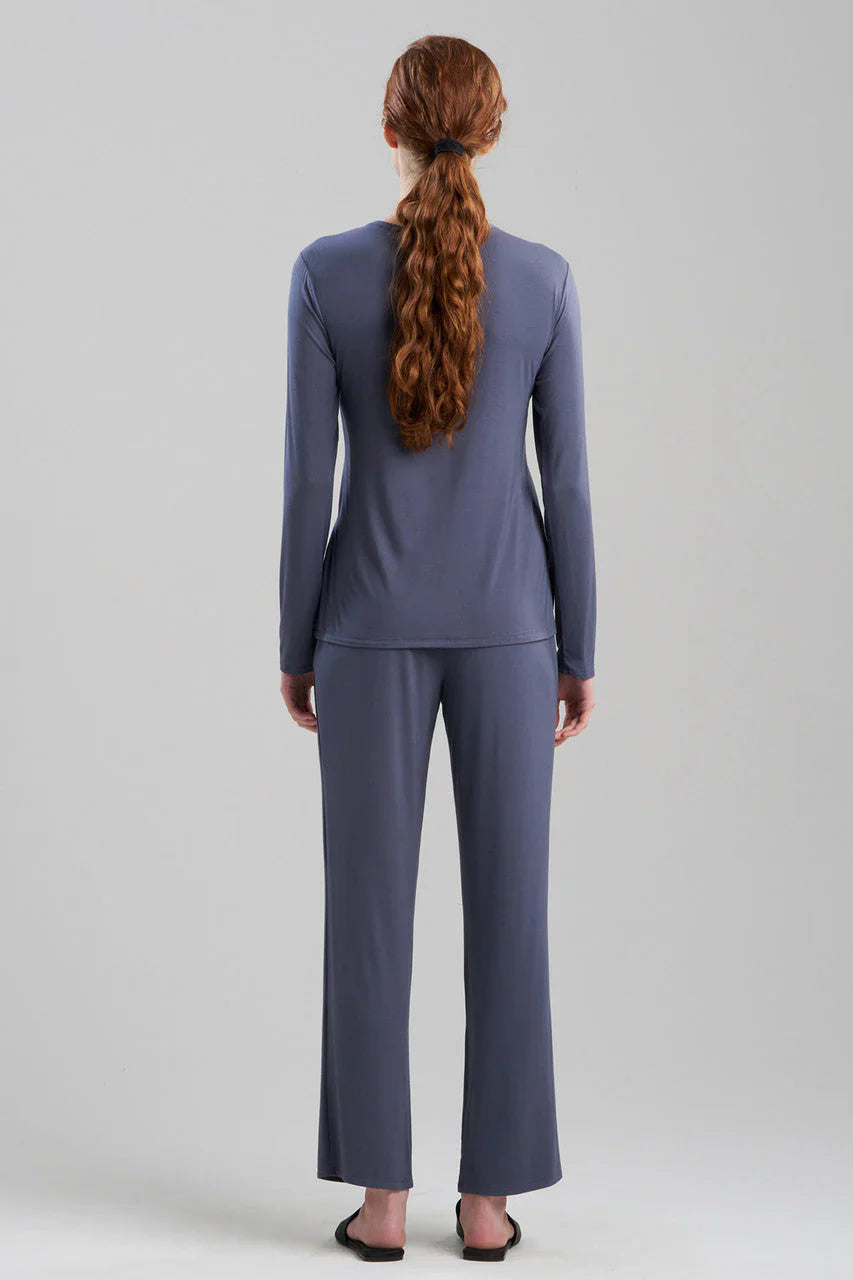 Natori Feathers Essentials Lenzing Ecovero Viscose Lace Applique PJ - Ash Navy