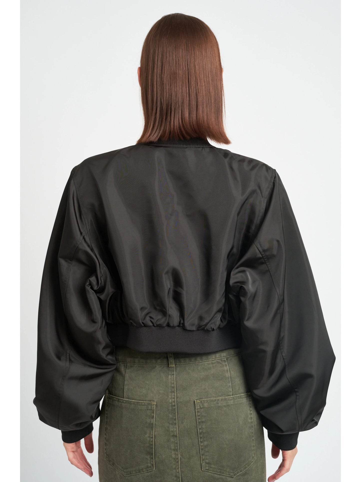 Ruby & Jenna Women's Cropped Bomber Jacket