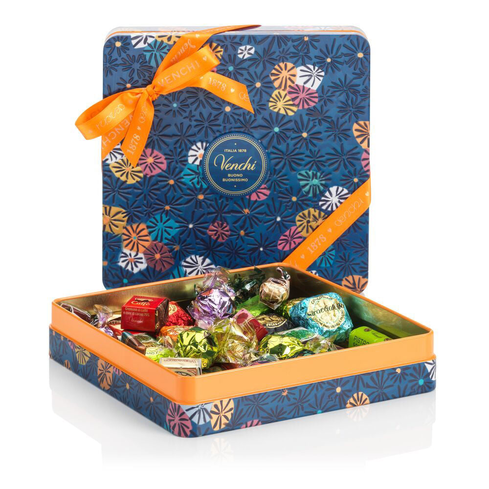 Venchi Blue Murrine Tin with Assorted Chocolates 14.77 oz