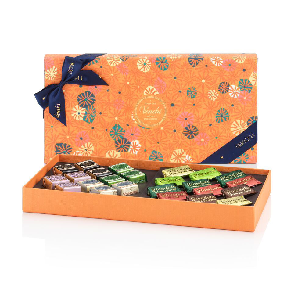 Venchi Orange Murrine Gift Box with Cremino and Gianduiotto 8.67 oz