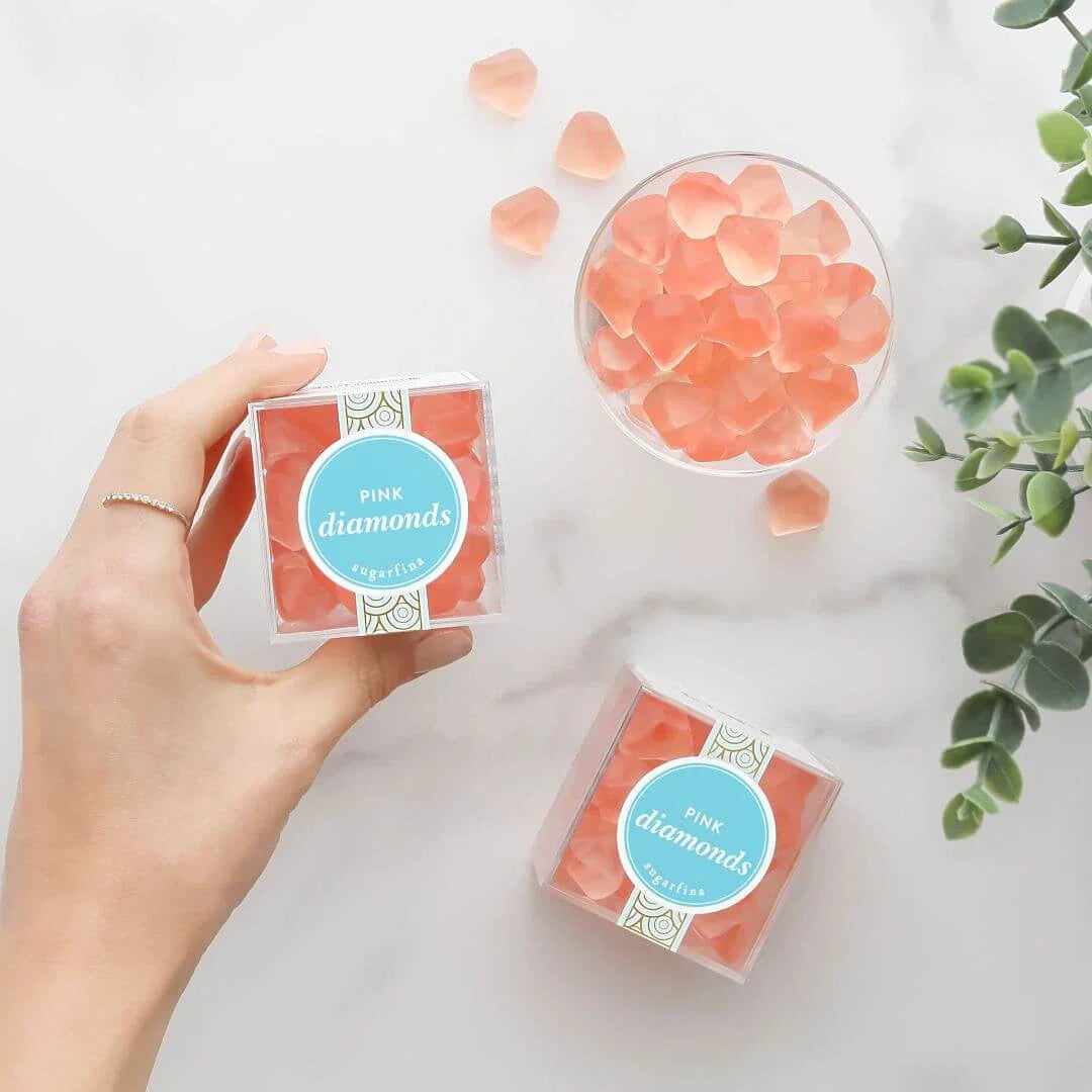 Sugarfina Pink Diamonds Strawberry Gummy - Candy Cube